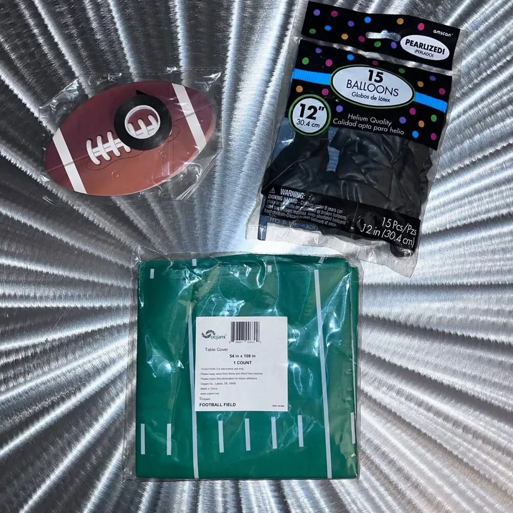 Football Birthday Party Pack - Banner, Table Cloth, Balloons - NEW!